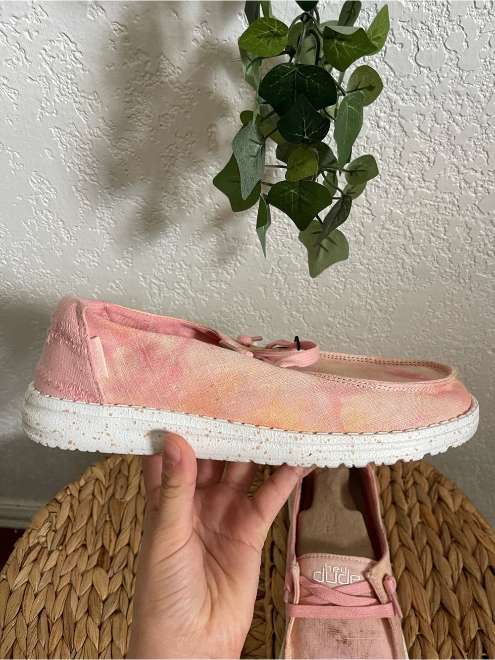 Hey Dude Pink Tie-Dye Canvas Slip-On Sneakers - Picture 5 of 10